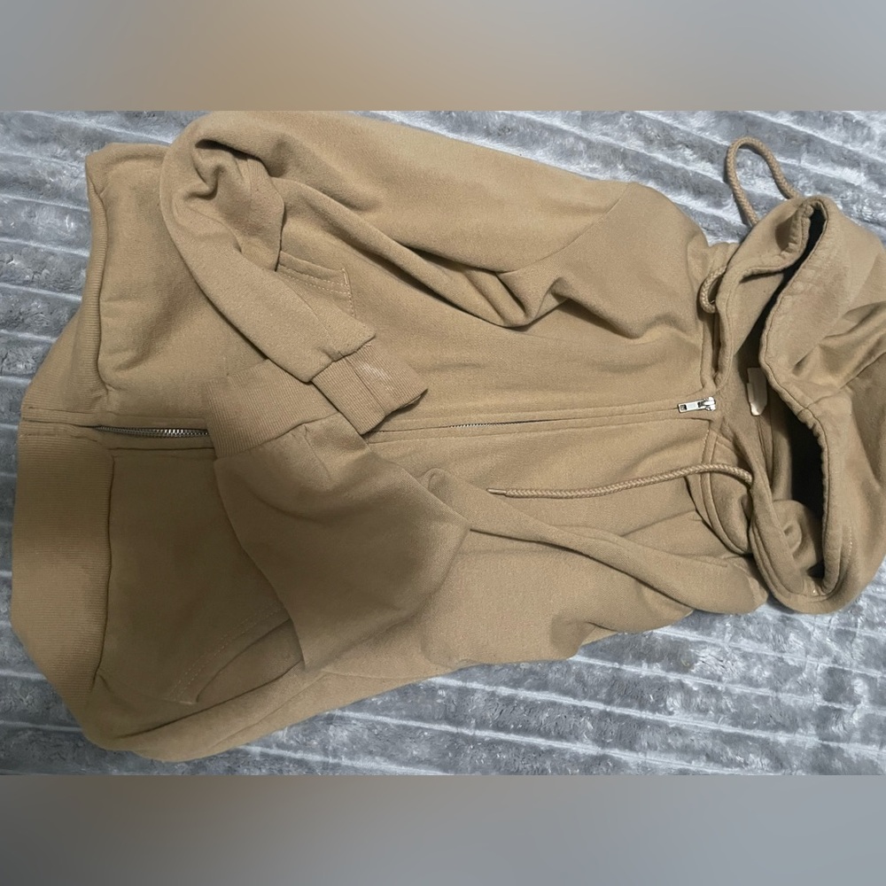 Tan Zip-Up Hoodie